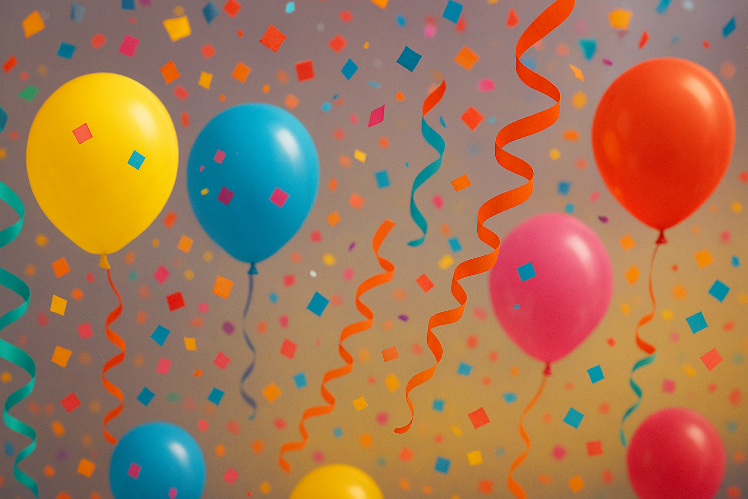 Konfetti, balloner og serpentiner skaber festlig stemning